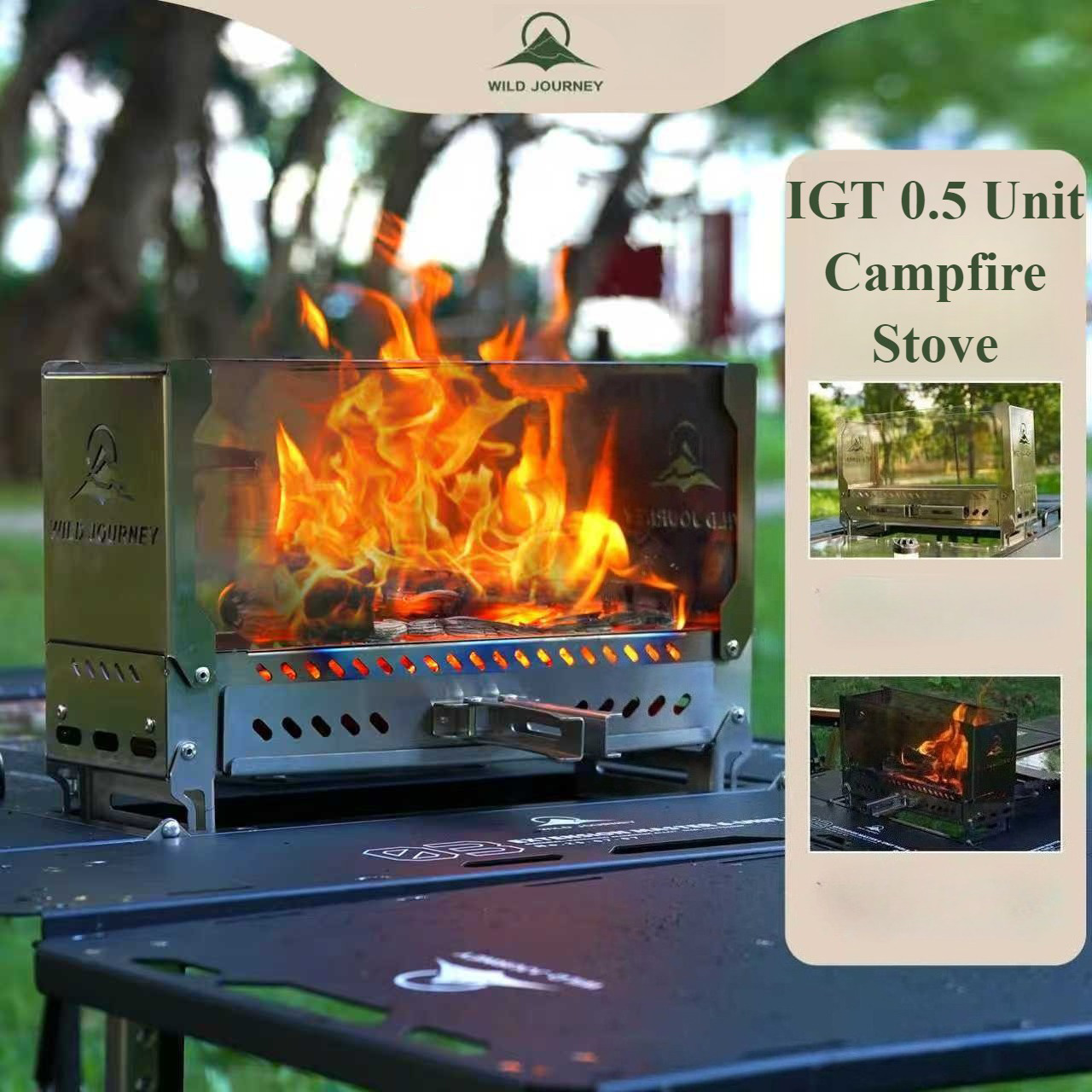 Outdoor Camping Wood Stove - SmiloDon التخييم للطي Brazier IGT نصف