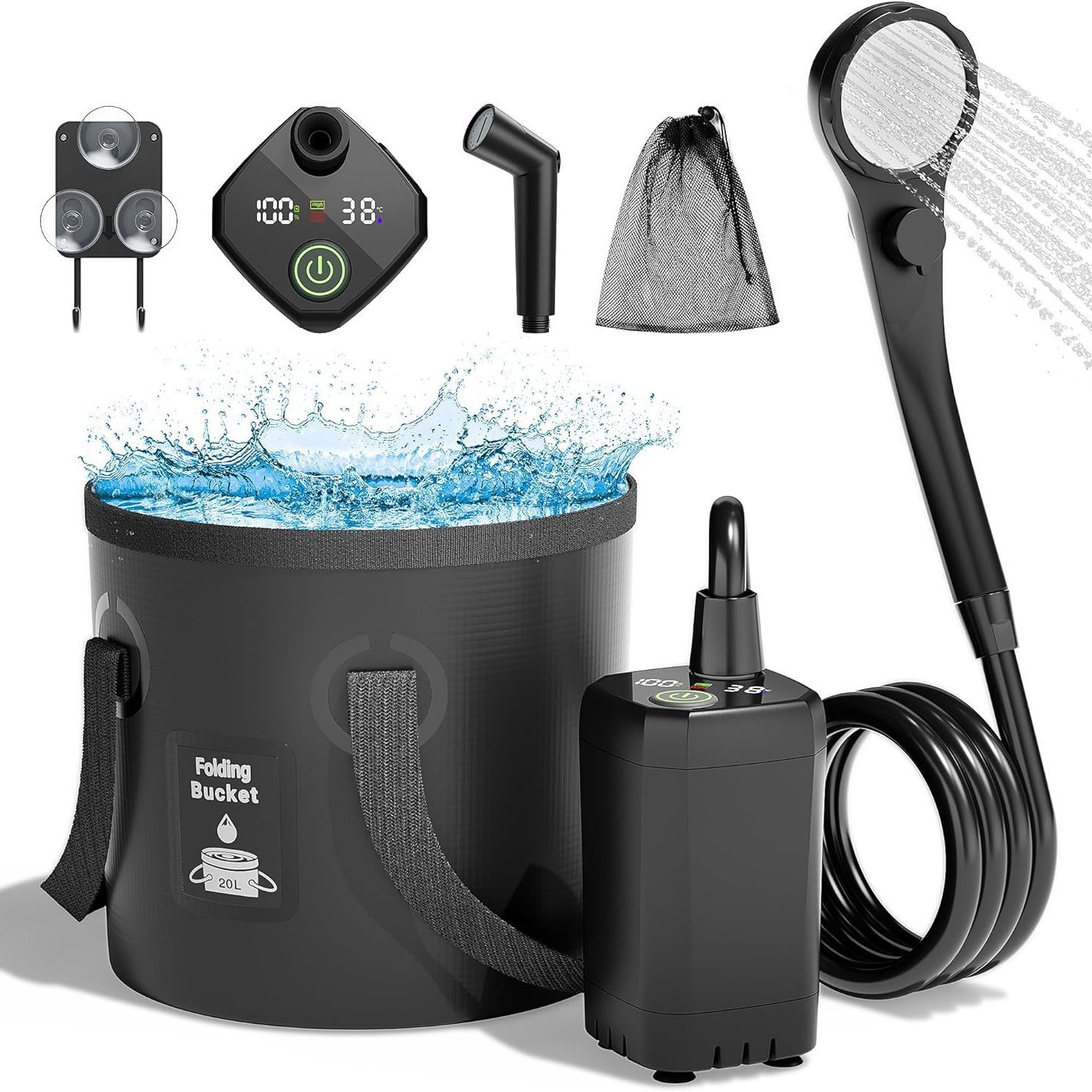 Outdoor Camping Showers - دش كهربائي محمول ذاتي التحضير للاستخدام
