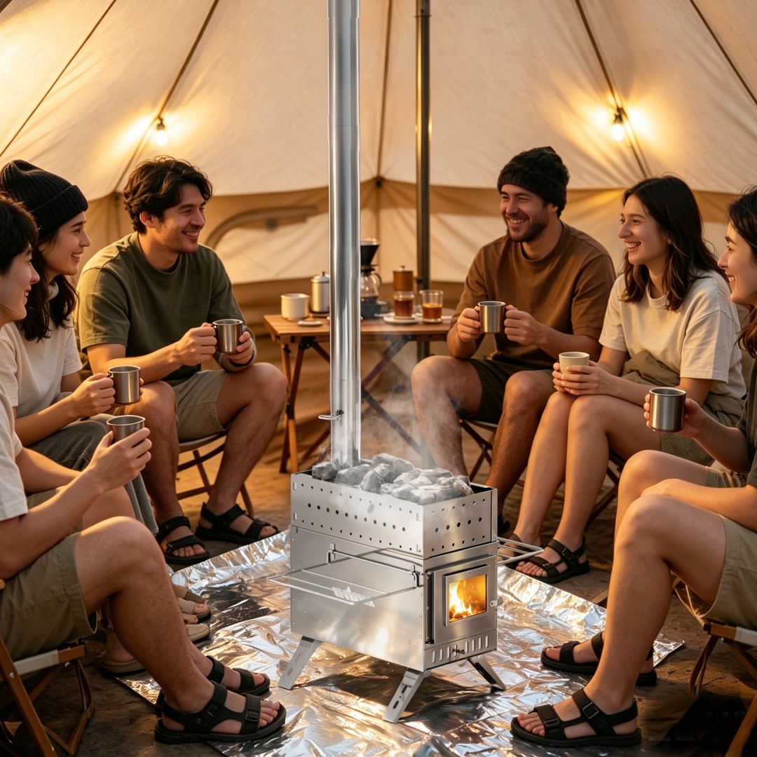 Outdoor Camping Wood Burning Stove - موقد ساونا محمول يعمل بالخشب، سخان