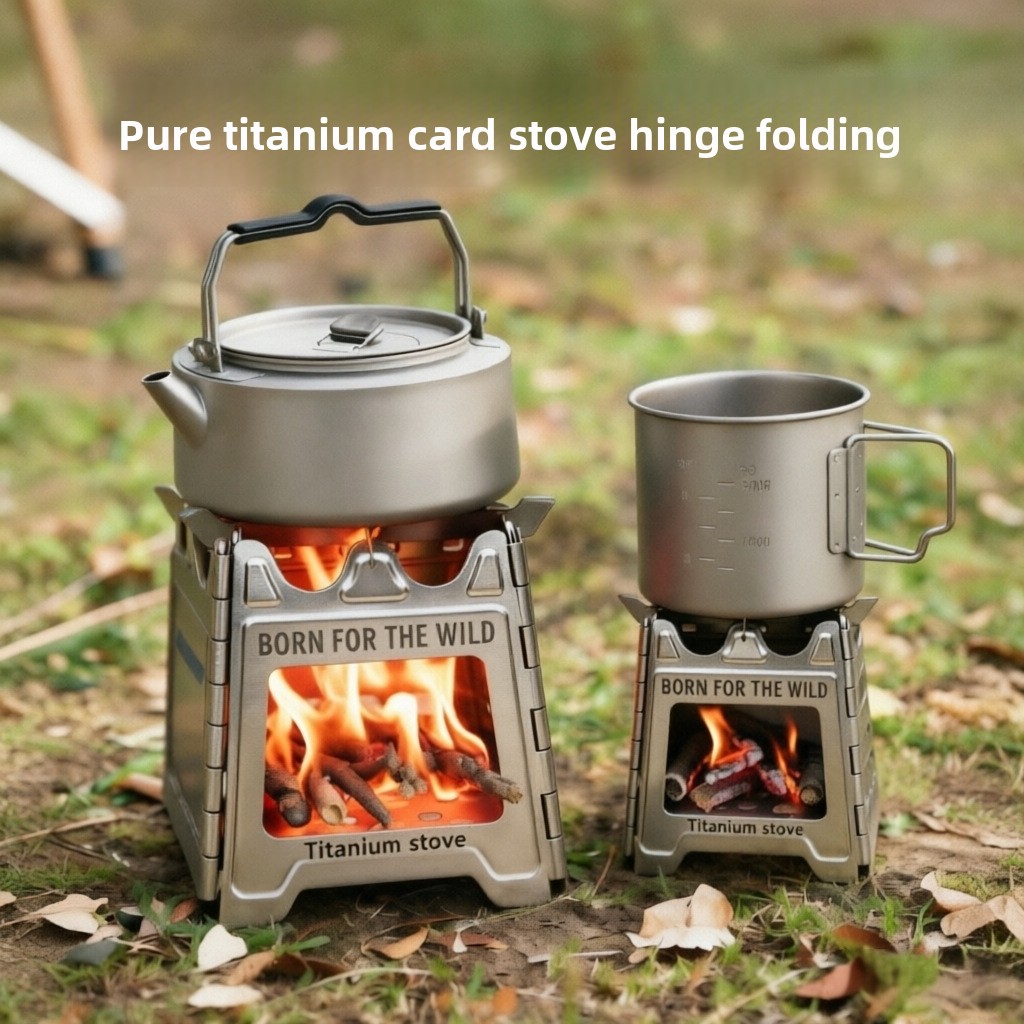 Outdoor Camping Wood Stove - موقد خشب تيتانيوم قابل للطي من