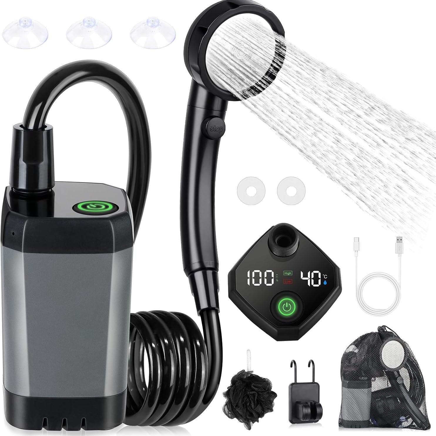 دش كهربائي محمول ذاتي التحضير  - مراجعة Outdoor Camping Showers وسعره