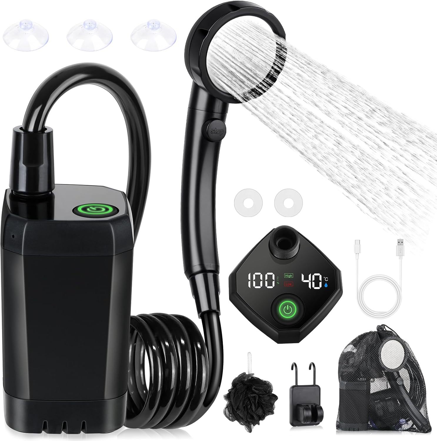 دش كهربائي محمول ذاتي التحضير  - مراجعة Outdoor Camping Showers وسعره