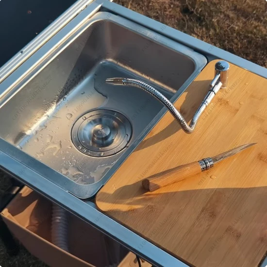 وحدة حوض مدمجة مع صنبور وحوض خ - مراجعة Outdoor Camping Kitchen With Sink وسعره
