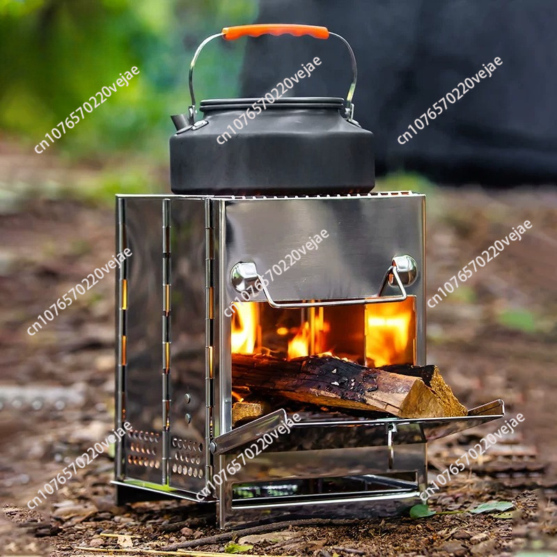 مواقد حطب بتصميم عصري، محمولة، - مراجعة Outdoor Camping Wood Burning Stove وسعره