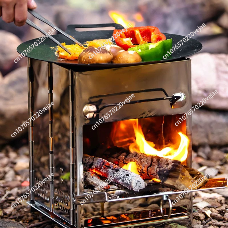 مواقد حطب بتصميم عصري، محمولة، - مراجعة Outdoor Camping Wood Burning Stove وسعره