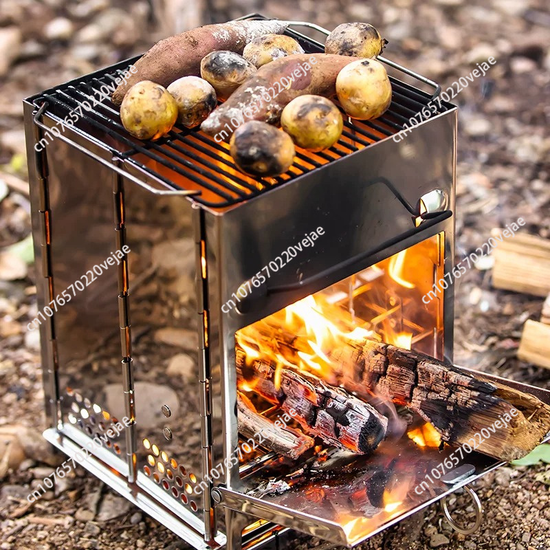 مواقد حطب بتصميم عصري، محمولة، - مراجعة Outdoor Camping Wood Burning Stove وسعره