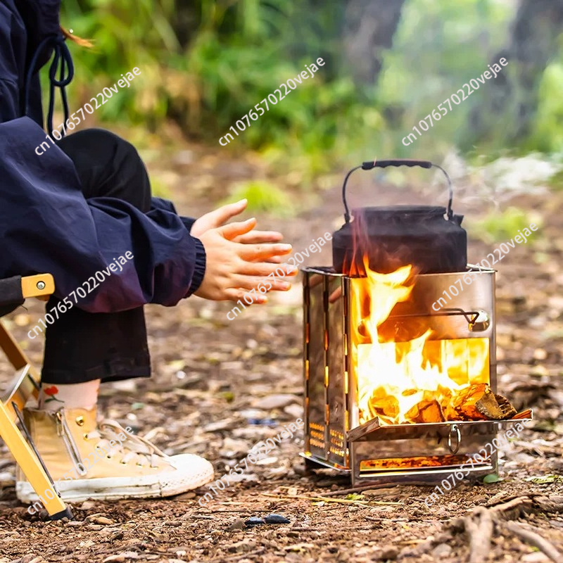 مواقد حطب بتصميم عصري، محمولة، - مراجعة Outdoor Camping Wood Burning Stove وسعره