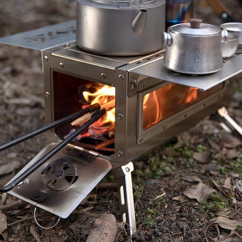 موقد خشب محمول للتخييم في الهو - مراجعة Outdoor Camping Wood Burning Stove وسعره