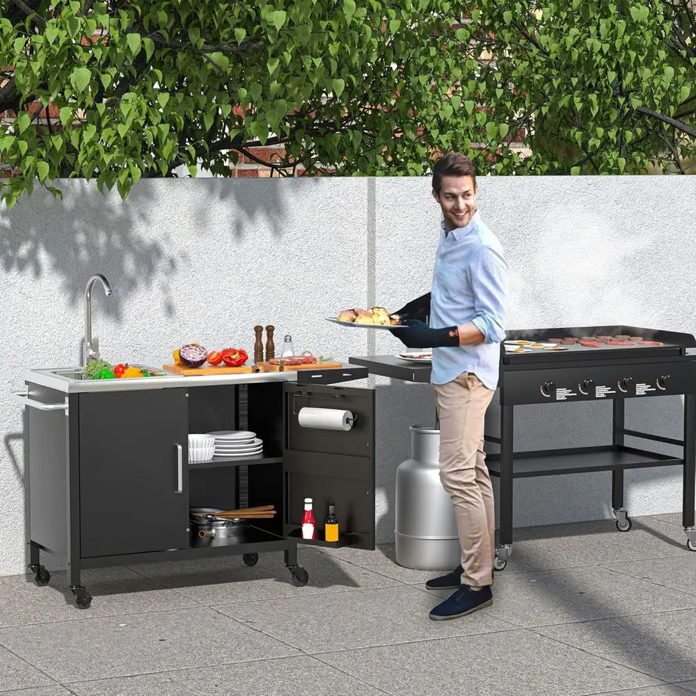 جزيرة مطبخ خارجية مع حوض من ال - مراجعة Outdoor Camping Kitchen With Sink وسعره