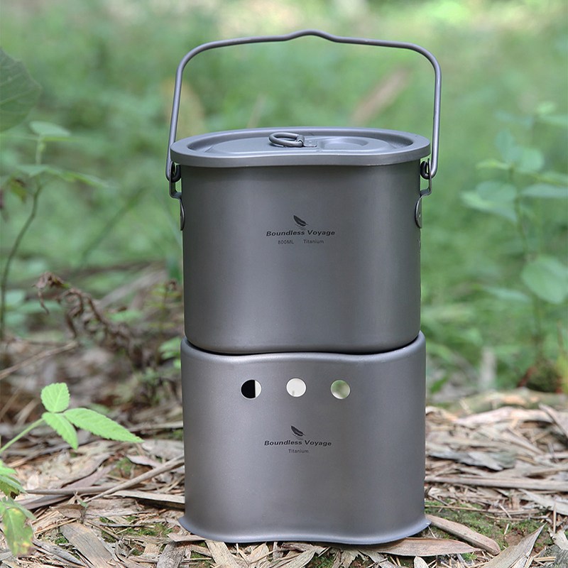 طقم أواني طهي من التيتانيوم بل - مراجعة Outdoor Camping Wood Stove وسعره