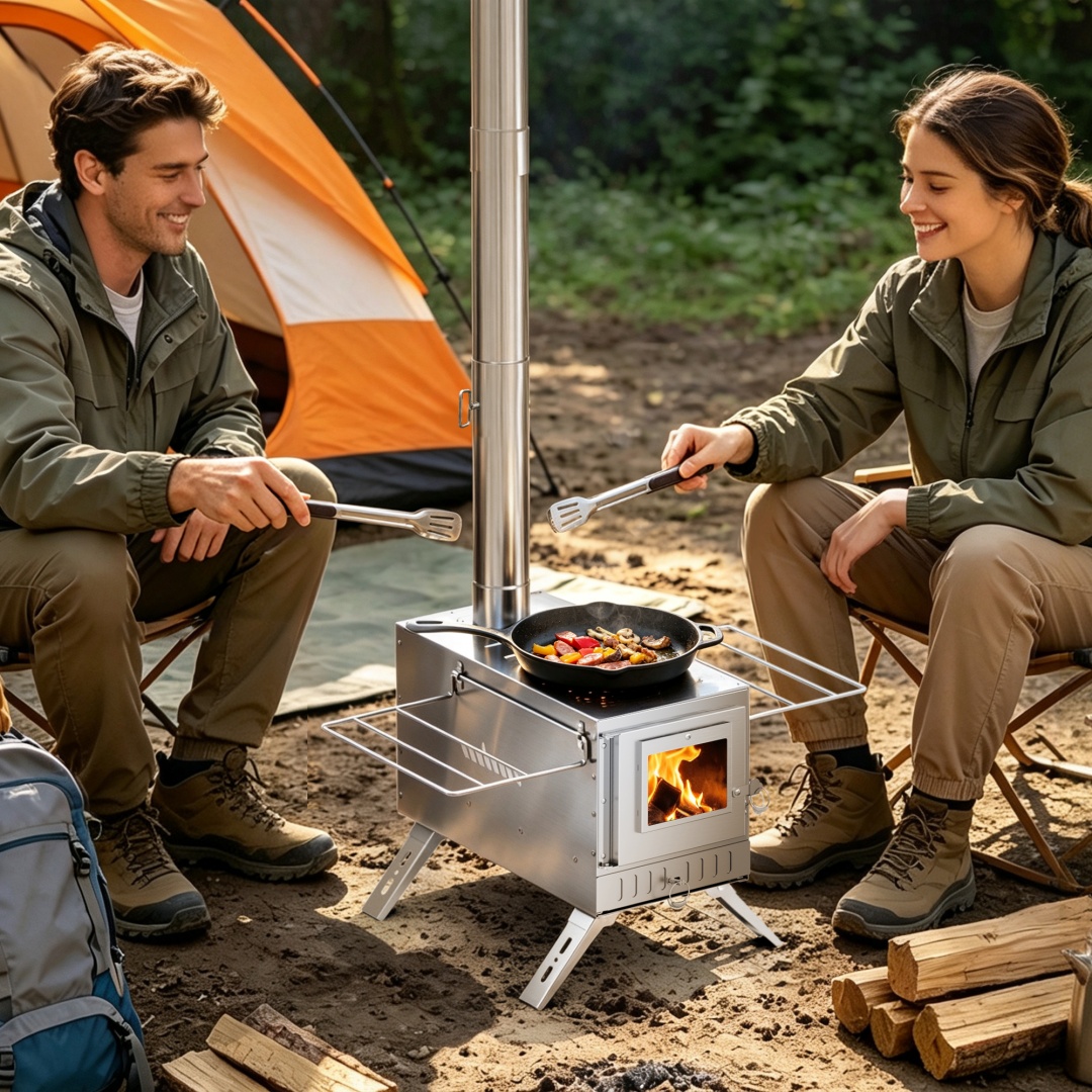 موقد ساونا محمول يعمل بالخشب،  - مراجعة Outdoor Camping Wood Burning Stove وسعره