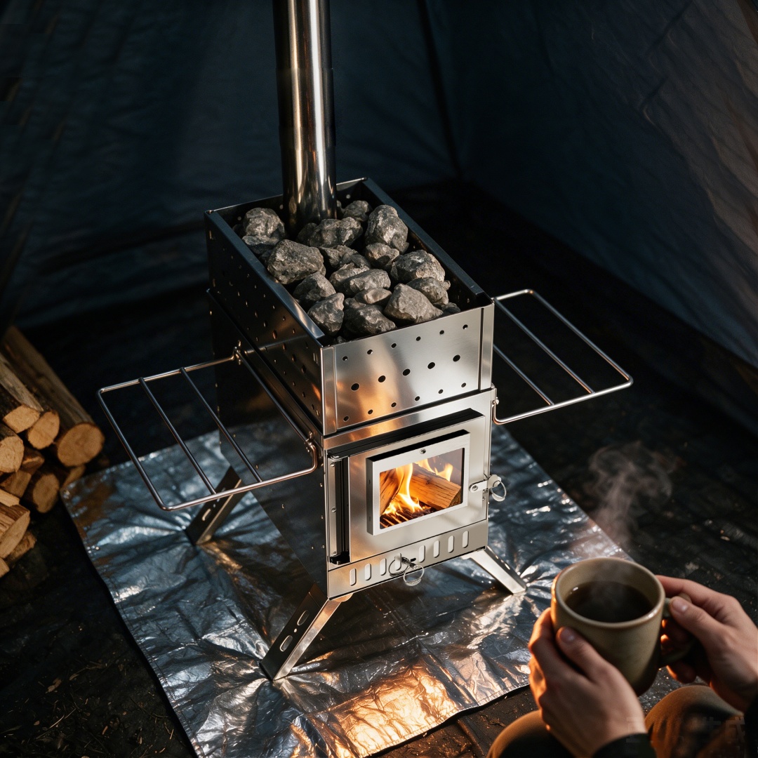 موقد ساونا محمول يعمل بالخشب،  - مراجعة Outdoor Camping Wood Burning Stove وسعره