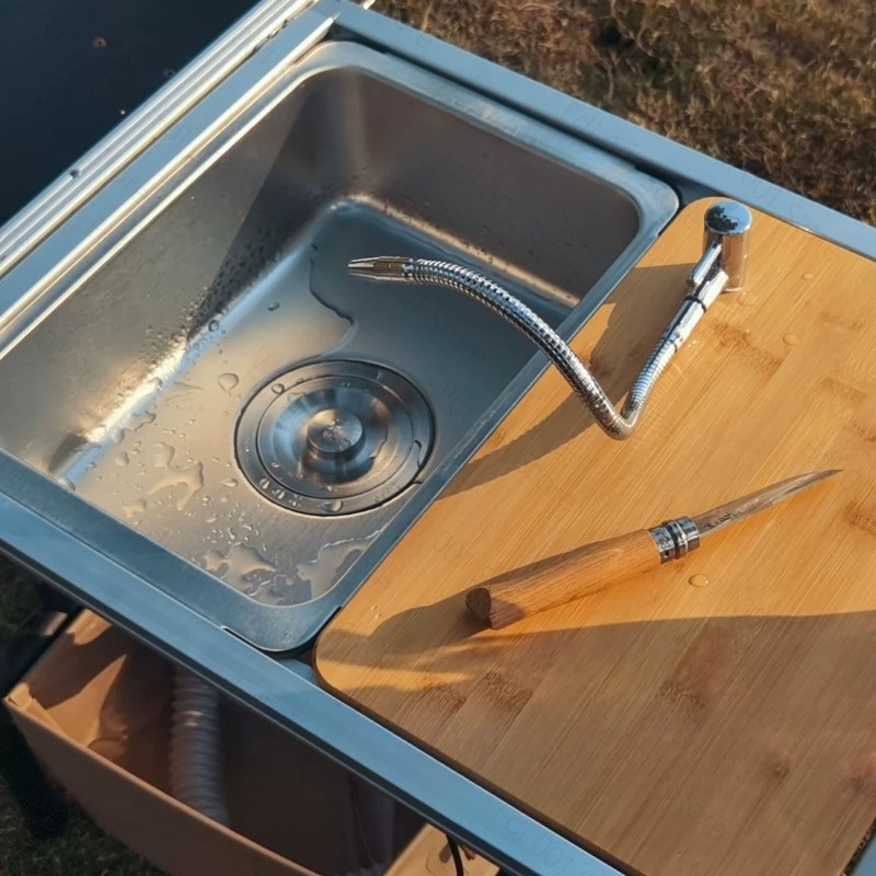 وحدة حوض تخييم محمولة مع صنبور - مراجعة Outdoor Camping Kitchen With Sink وسعره