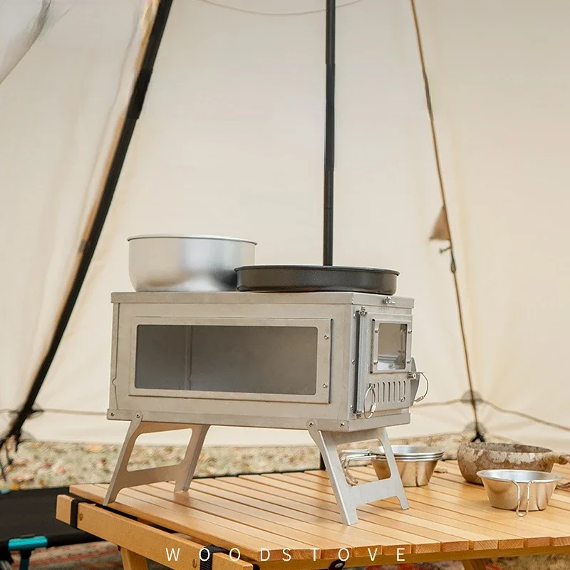موقد خيمة التخييم مع مدخنة - م - مراجعة Outdoor Camping Wood Burning Stove وسعره
