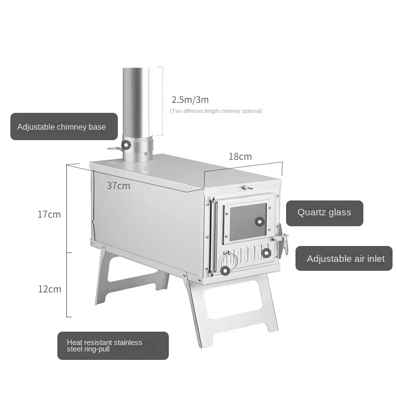 موقد خيمة التخييم مع مدخنة - م - مراجعة Outdoor Camping Wood Burning Stove وسعره